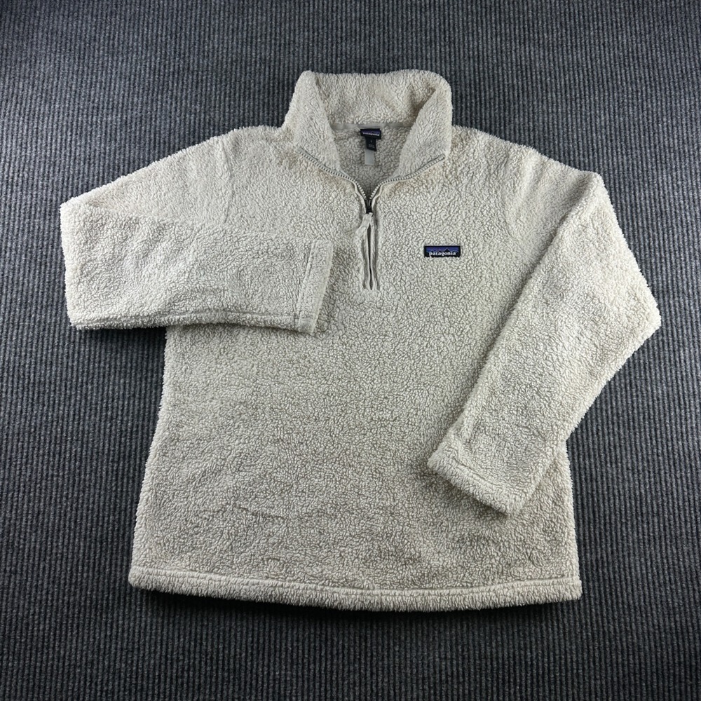 Patagonia Los Gatos 1/4 Zip Fleece Pullover Cream Off White Womens Large 25235